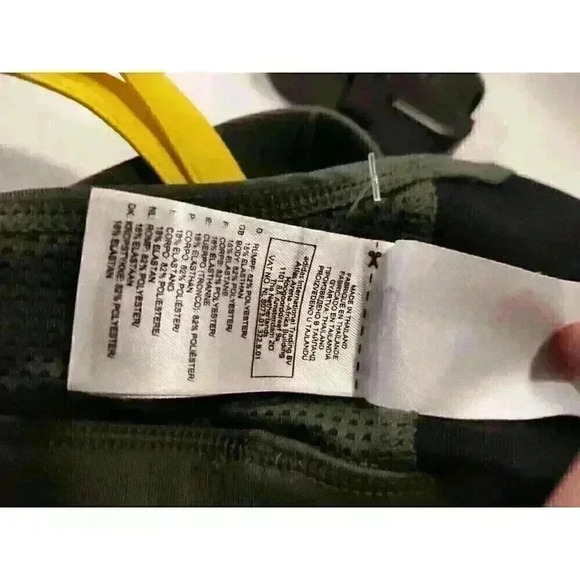 Women's Reebok PlayDry Strap Sports Bra Green Yellow XS Spandex - Picture 6 of 6